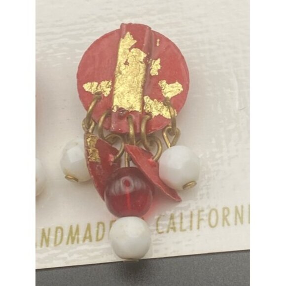 Carla Renee Jewelry - NWT Vintage Earrings Carla Renee Handmade in California Dangle Pierced Red White